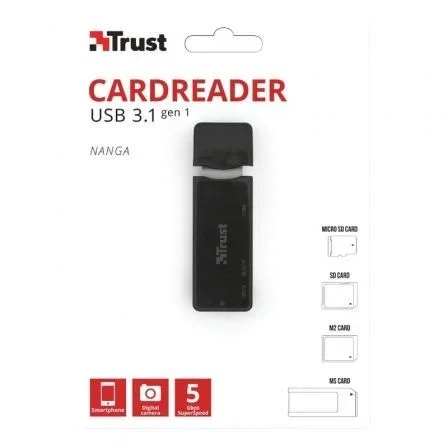 Trust Nanga 21935 Lector de tarjetas USB 3.1 Negro